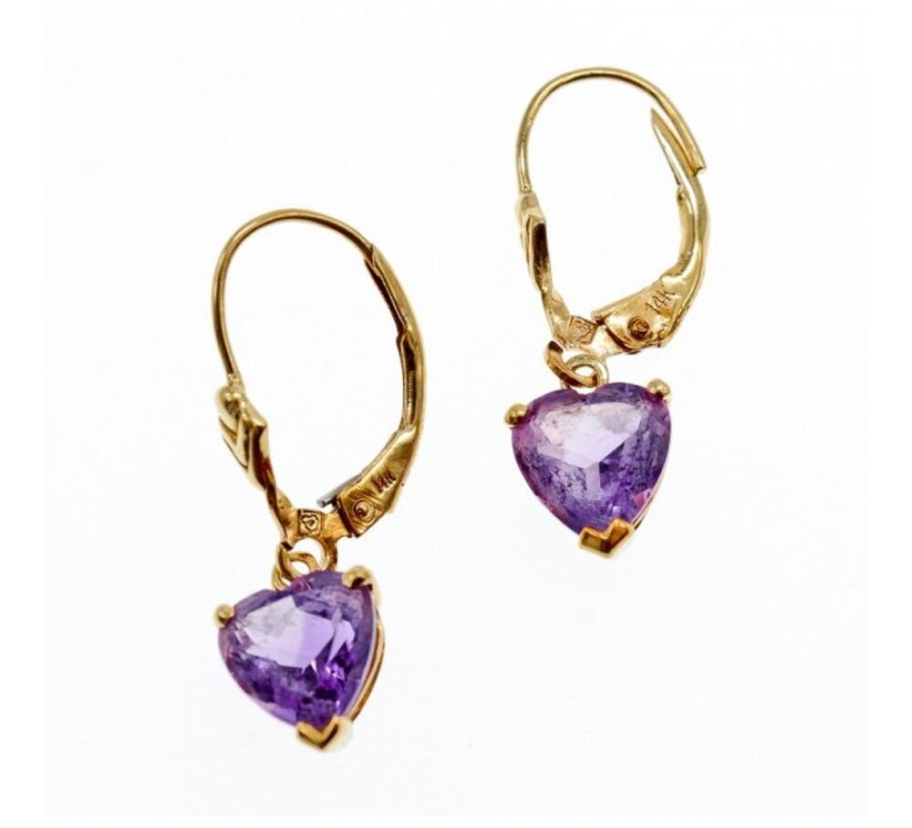 14K Yellow Gold Amethyst Earrings